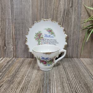 Vintage Demitasse Teacup & Saucer Mother Poem